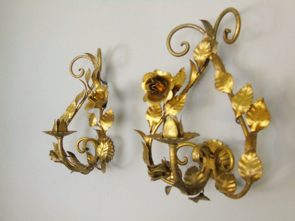 Antique Pair French Gilt Wall Sconces