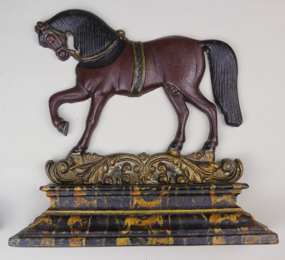 A Fine Pair of 19th Century Cast Iron Horses in Original Paint View II
