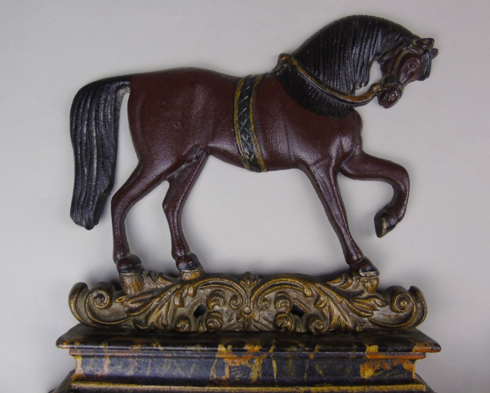 A Fine Pair of 19th Century Cast Iron Horses in Original Paint View V