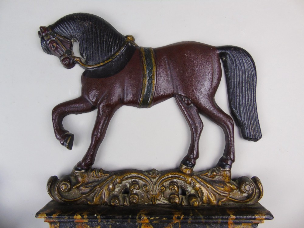 A Fine Pair of 19th Century Cast Iron Horses in Original Paint View VI