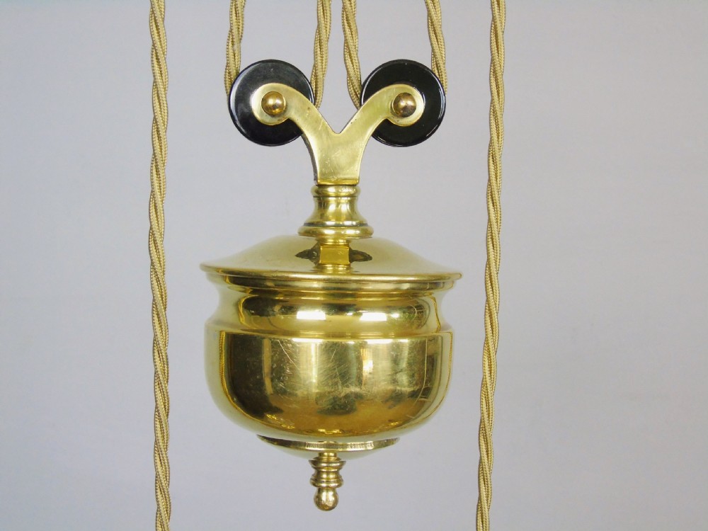 Good Holophane Brass Rise and Fall Ceiling Light Chandelier View IV