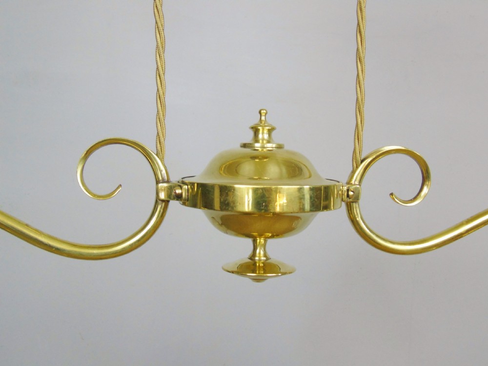 Good Holophane Brass Rise and Fall Ceiling Light Chandelier View V