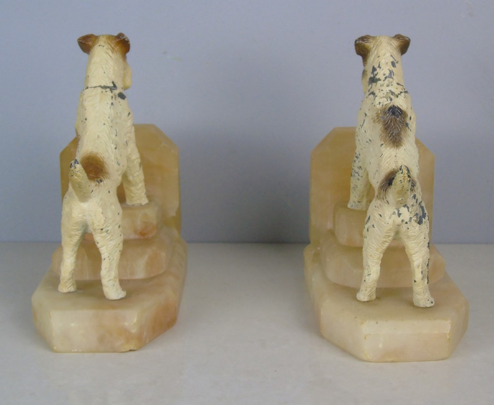 Charming Antique Airedale terrier Bookends View II