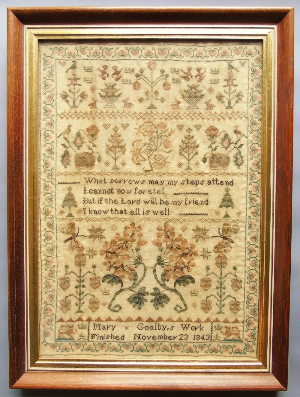 Antique Needlework Sampler Mary Goalby 1843