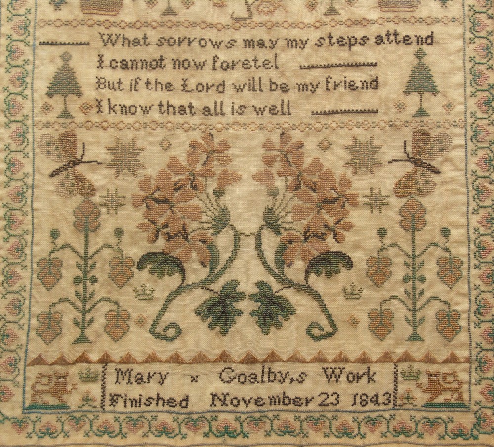 Antique Needlework Sampler Mary Goalby 1843 View V