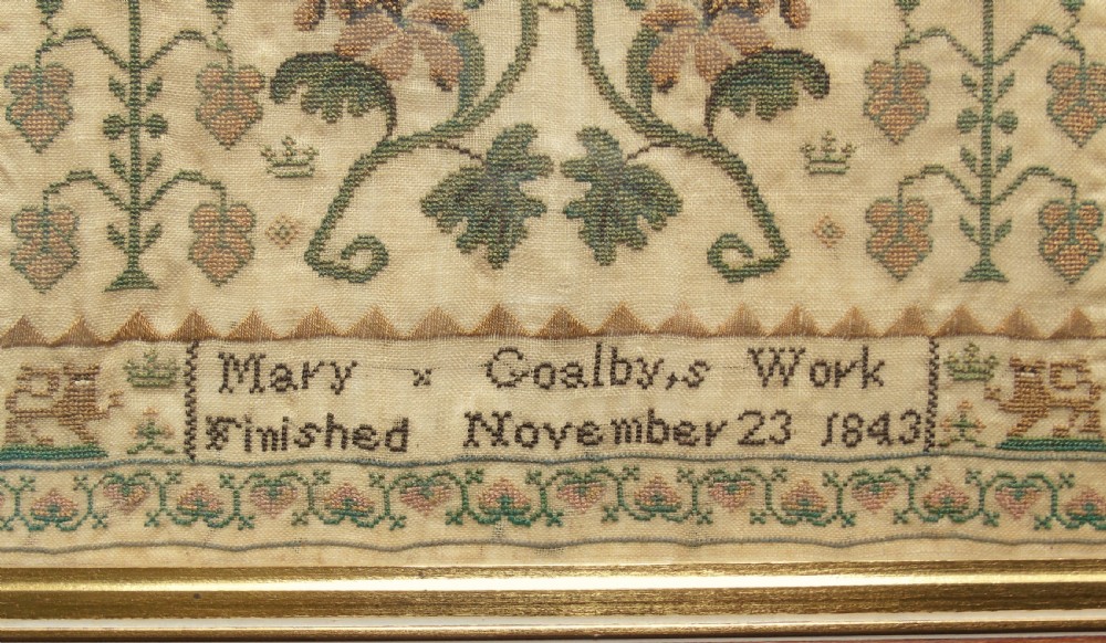 Antique Needlework Sampler Mary Goalby 1843 View VIII