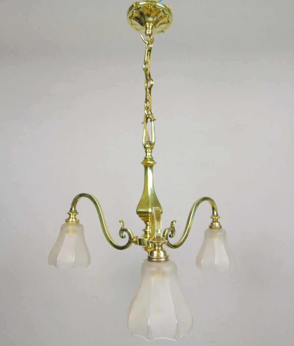 Elegant Antique Three Branch Ceiling Light Solid Brass