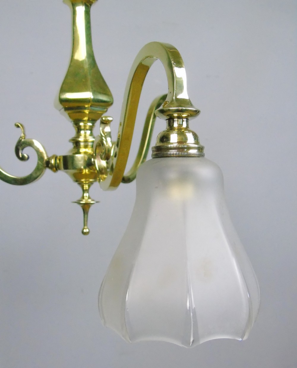 Elegant Antique Three Branch Ceiling Light Solid Brass View VII