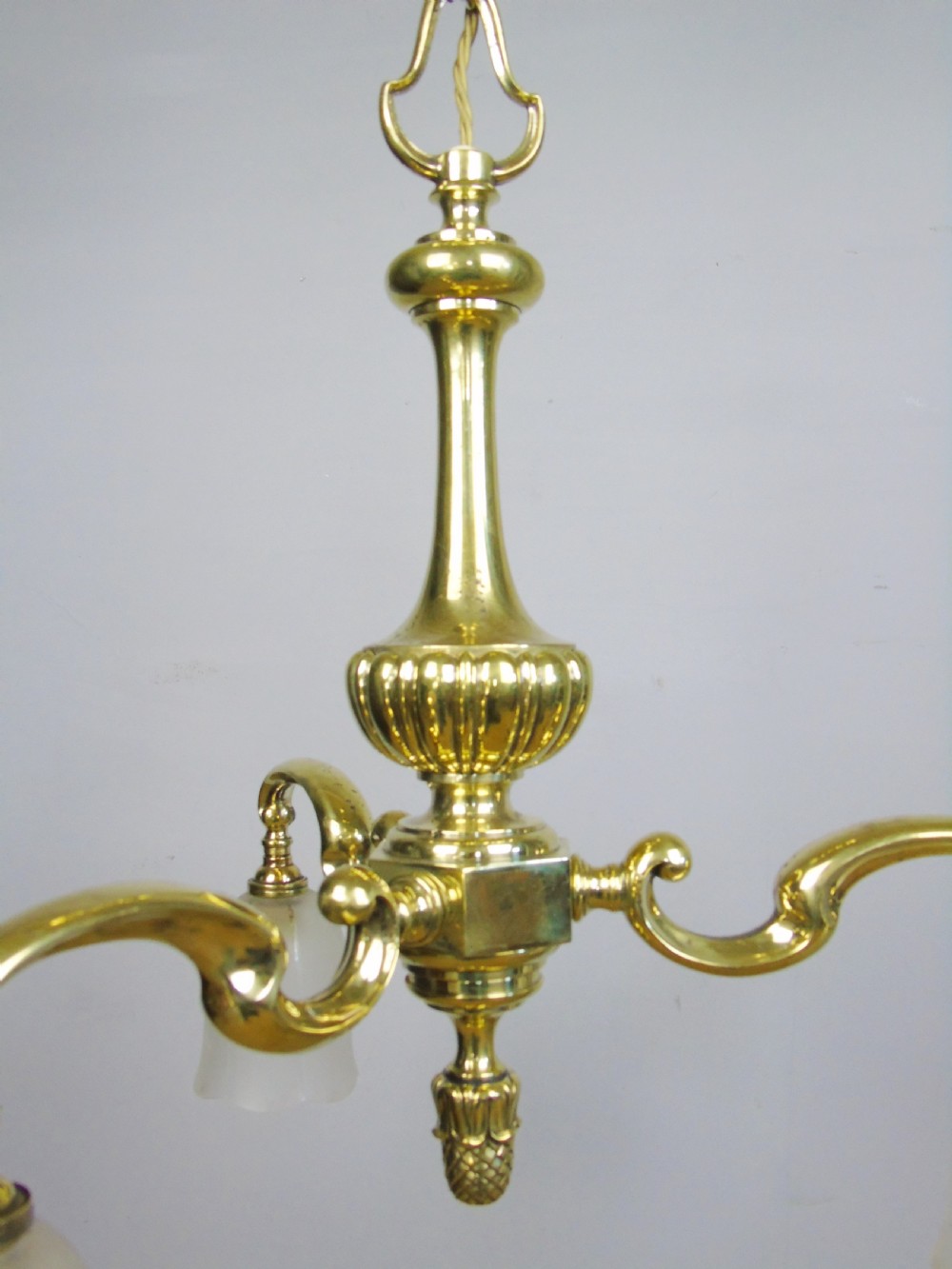 Antique Solid Brass Three Branch Ceiling Light Chandelier View VII