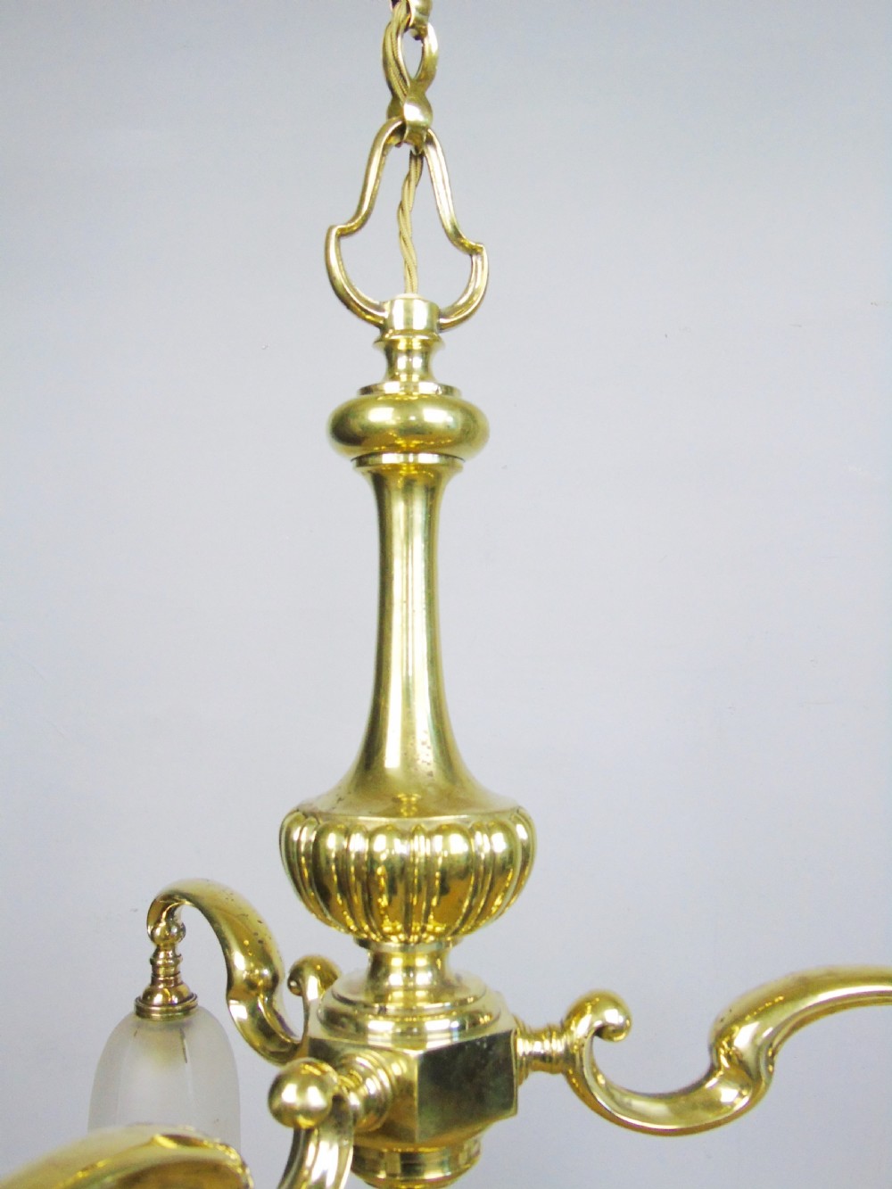 Antique Solid Brass Three Branch Ceiling Light Chandelier View VIII