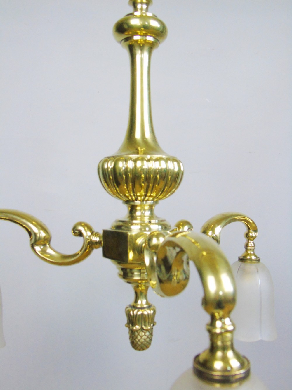 Antique Solid Brass Three Branch Ceiling Light Chandelier View IX