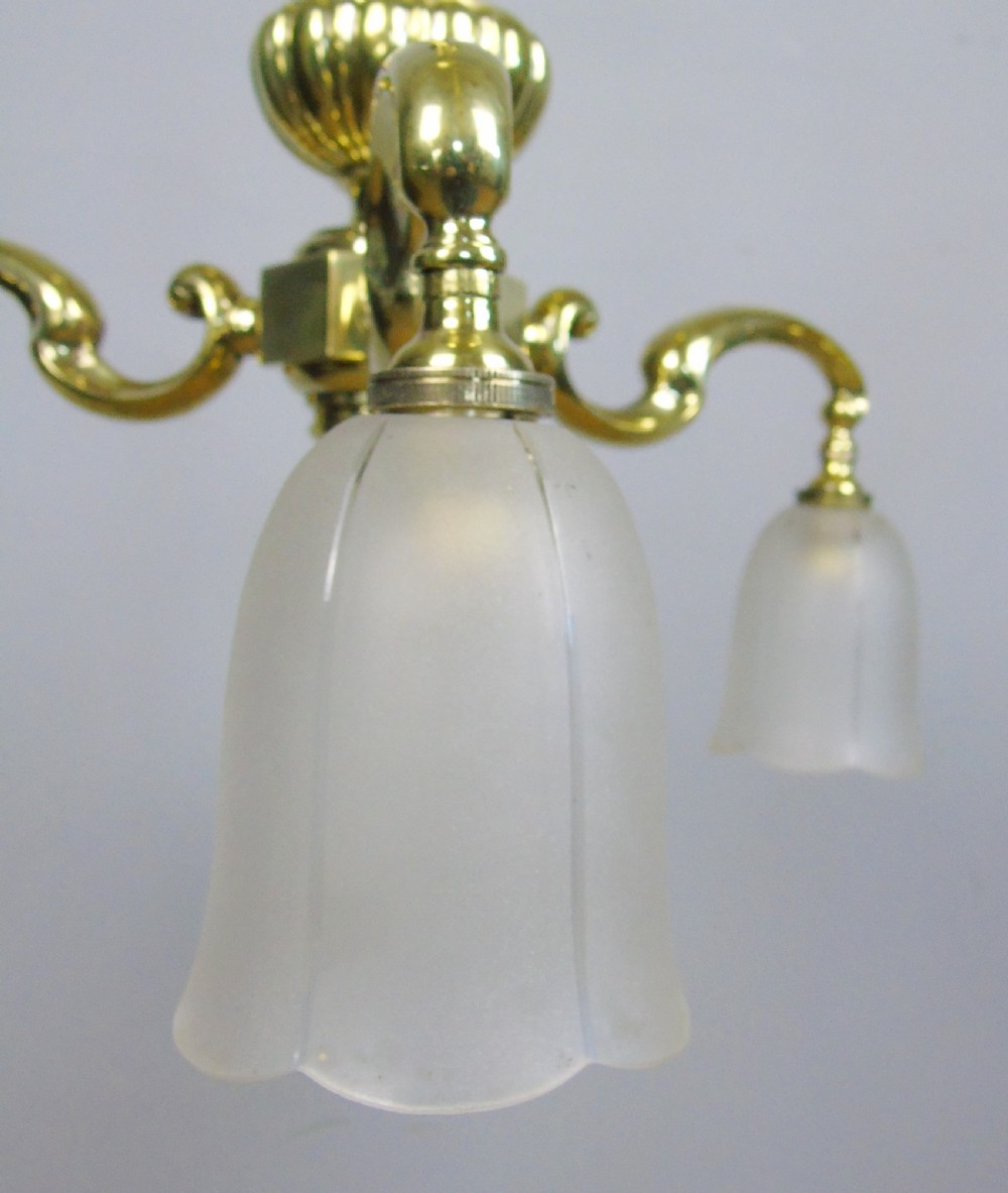 Antique Solid Brass Three Branch Ceiling Light Chandelier View X