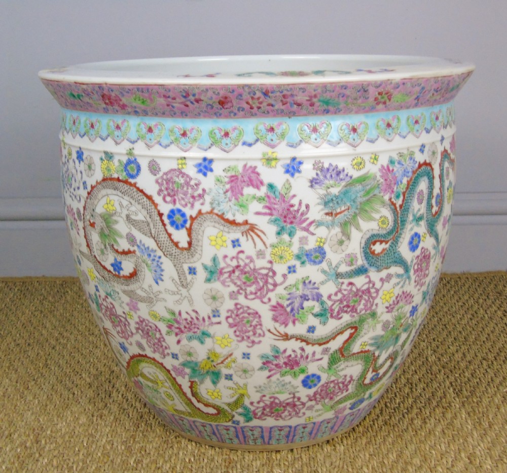 Large Antique Chinese Famille Rose Jardiniere View II