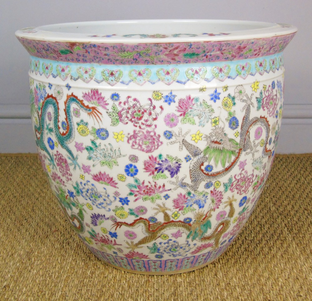 Large Antique Chinese Famille Rose Jardiniere View III
