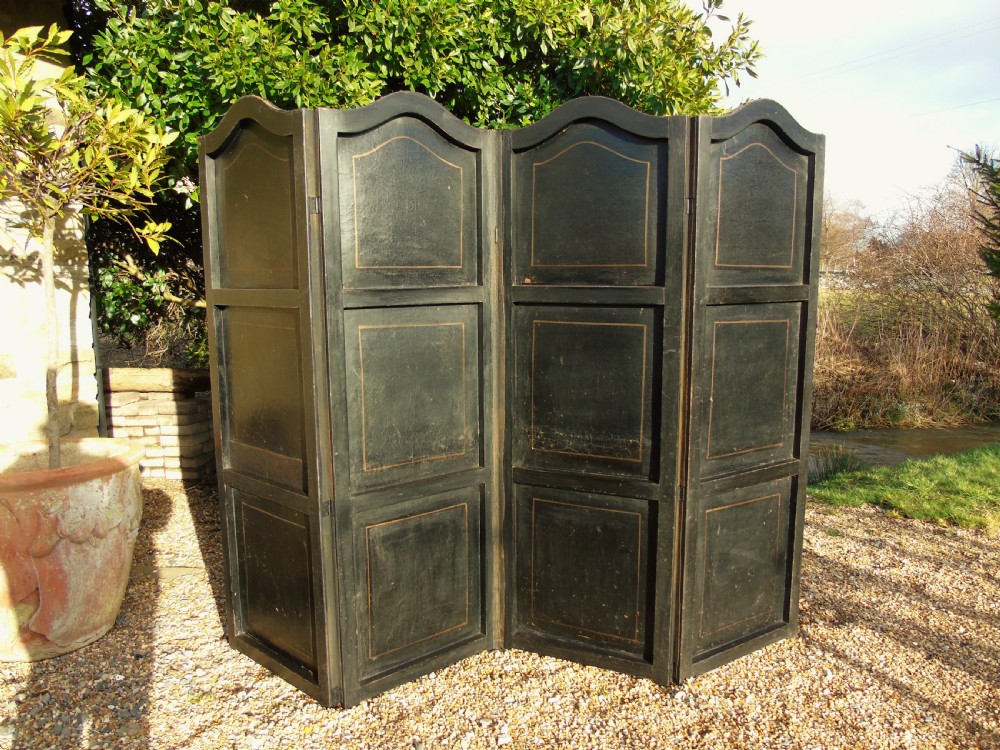 Antique Four Panel Leather Screen View VII