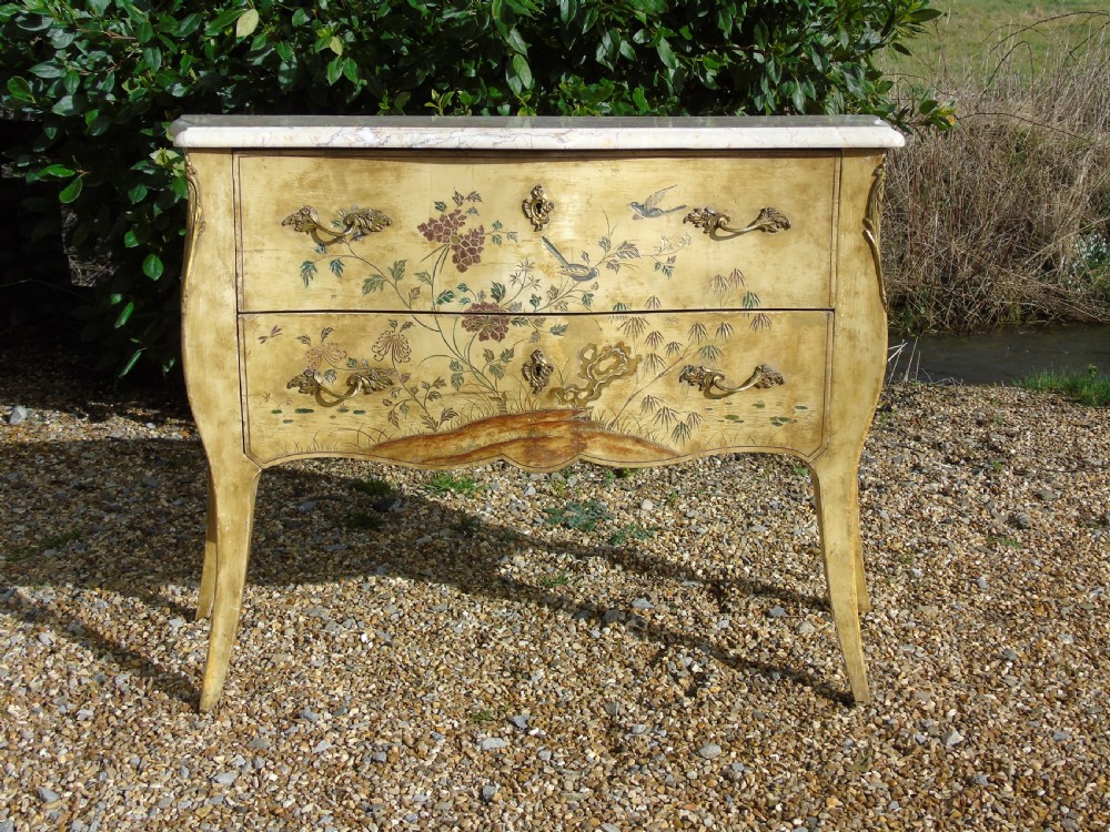 French Louis XV Style Hand Painted Commode Chest View II