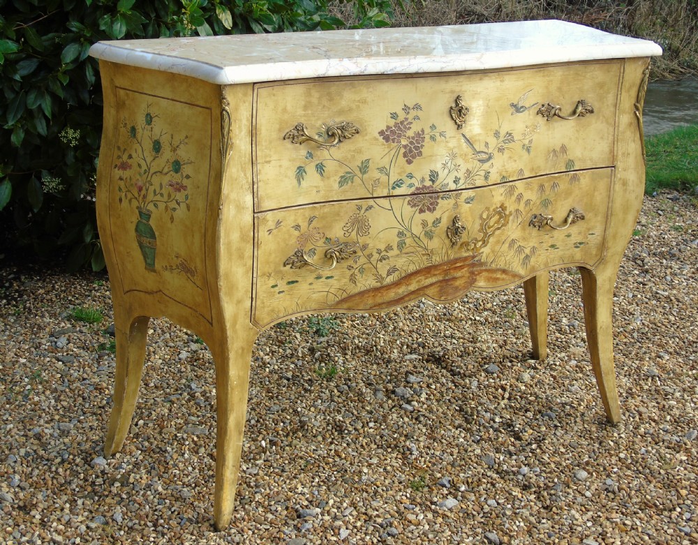 French Louis XV Style Hand Painted Commode Chest View V