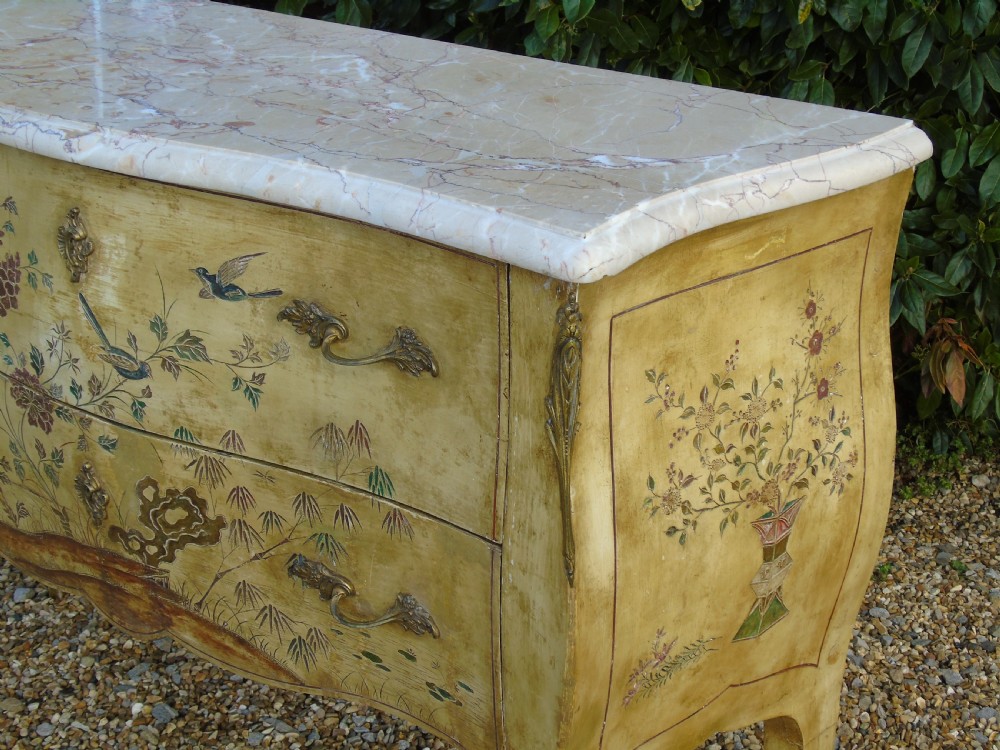 French Louis XV Style Hand Painted Commode Chest View X