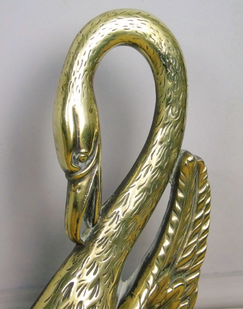 Beautiful Solid Brass Swan Doorstop Circa 1850 View II