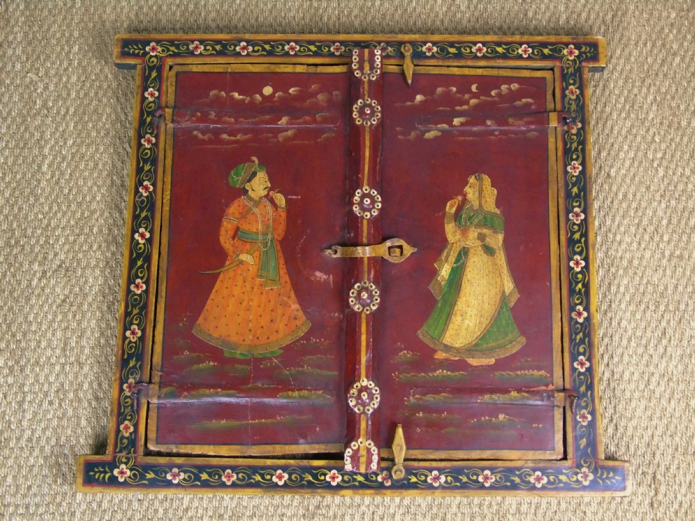 Antique Hand Painted Indian Shutter Doors View IV