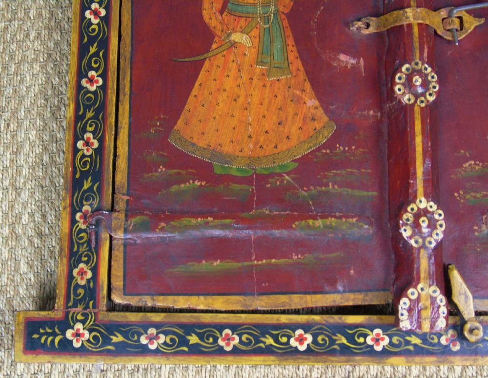 Antique Hand Painted Indian Shutter Doors View V