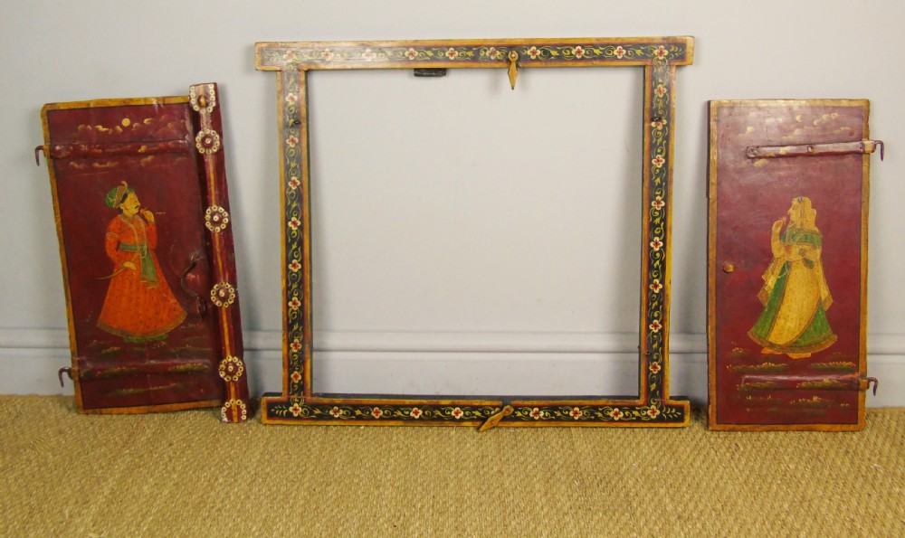 Antique Hand Painted Indian Shutter Doors View VI
