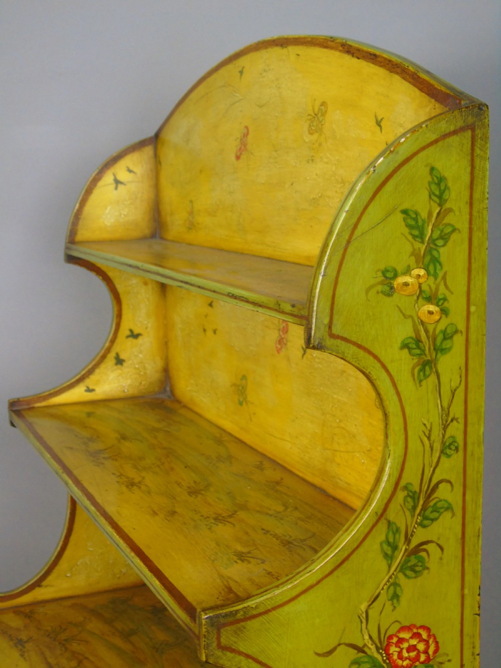 Fabulous Pair of Painted Regency Style Chinoiserie Alcove Bookcase Cabinets View VI