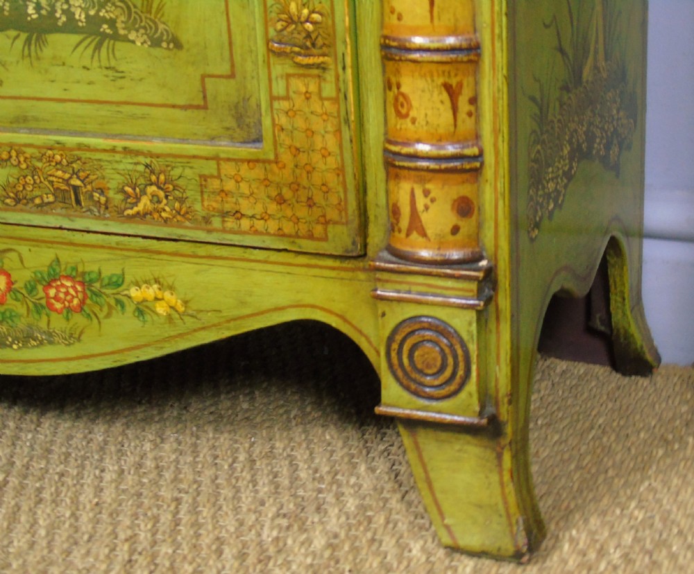 Fabulous Pair of Painted Regency Style Chinoiserie Alcove Bookcase Cabinets View XI