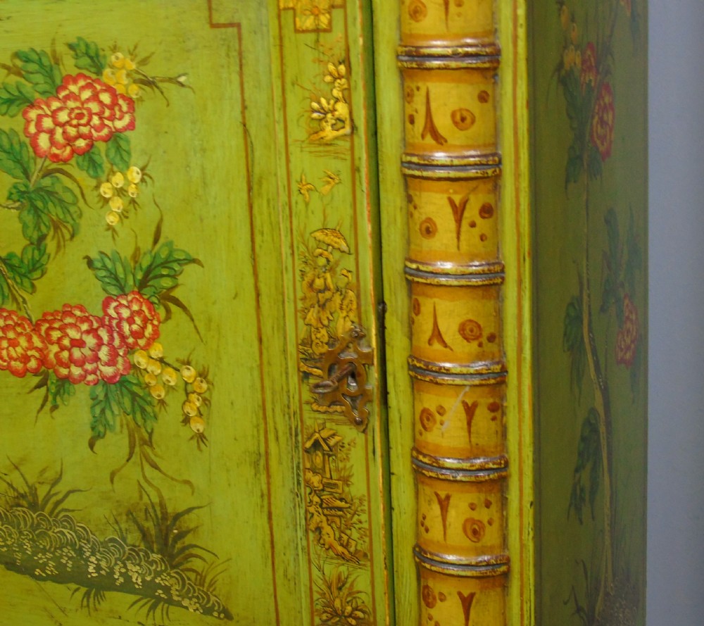 Fabulous Pair of Painted Regency Style Chinoiserie Alcove Bookcase Cabinets View XII