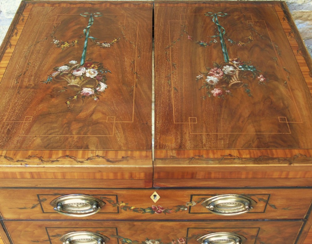Pretty Antique Dressing Chest  Rare Hand Painted Georgian  View V