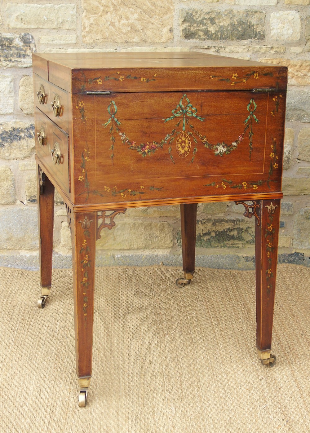Pretty Antique Dressing Chest  Rare Hand Painted Georgian  View VI