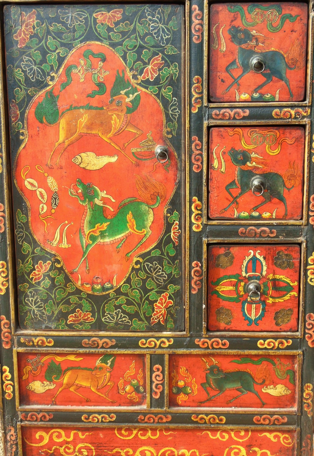 Stunning 19th Century Tibetan Hand Painted Cabinet View X