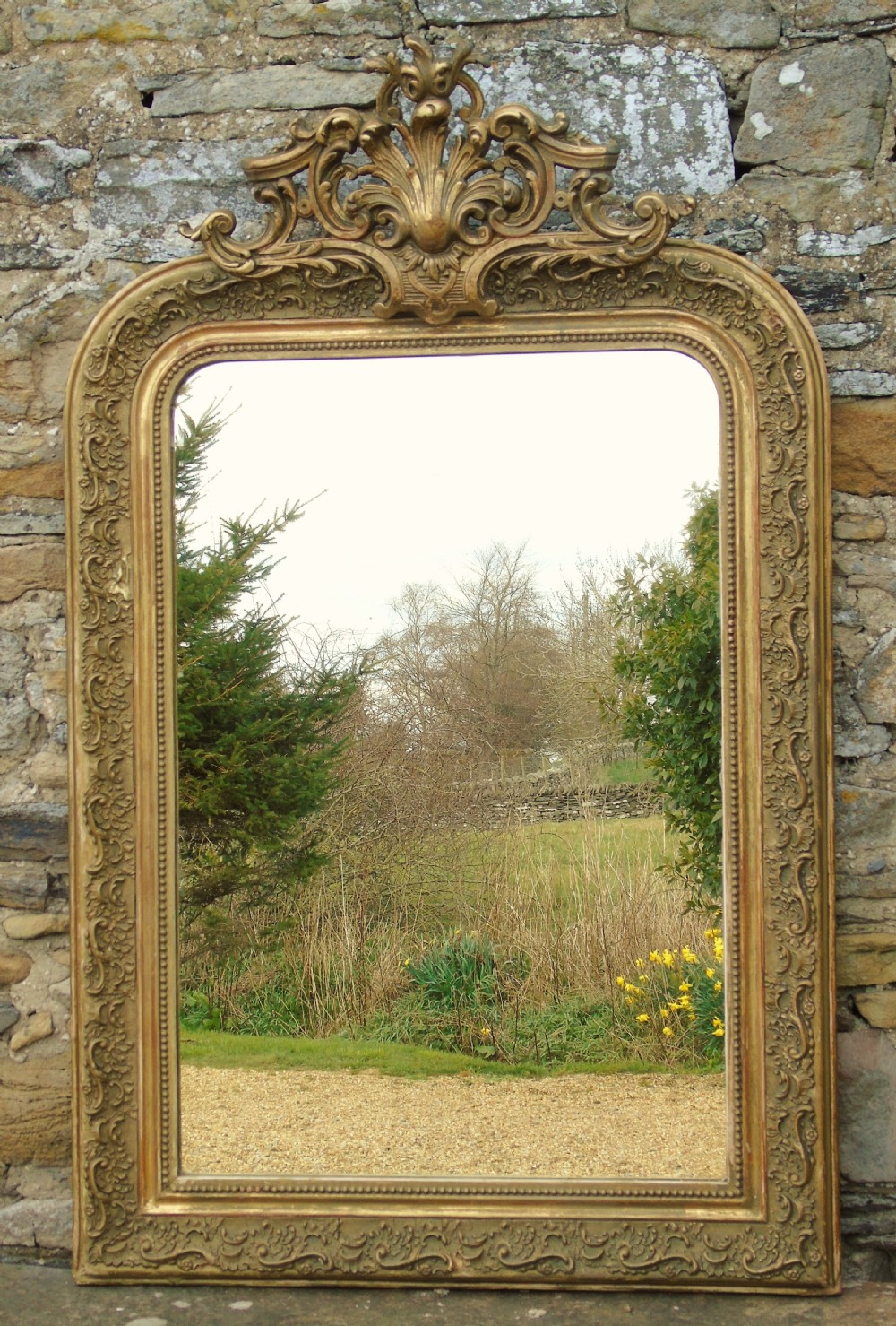Good Antique French Gilt Arch Mirror