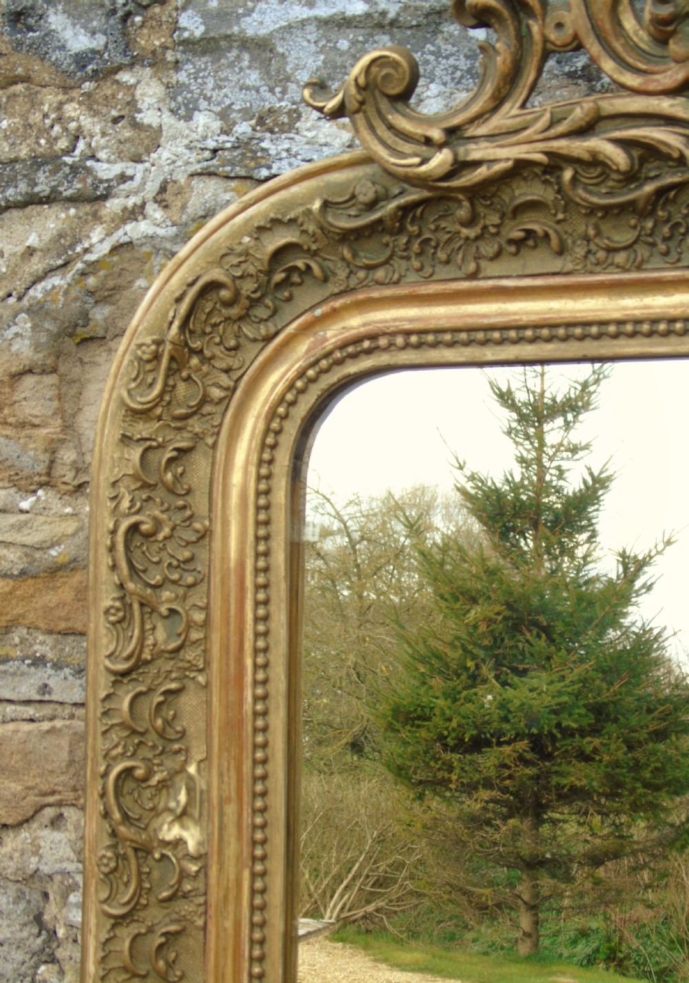 Good Antique French Gilt Arch Mirror View VI