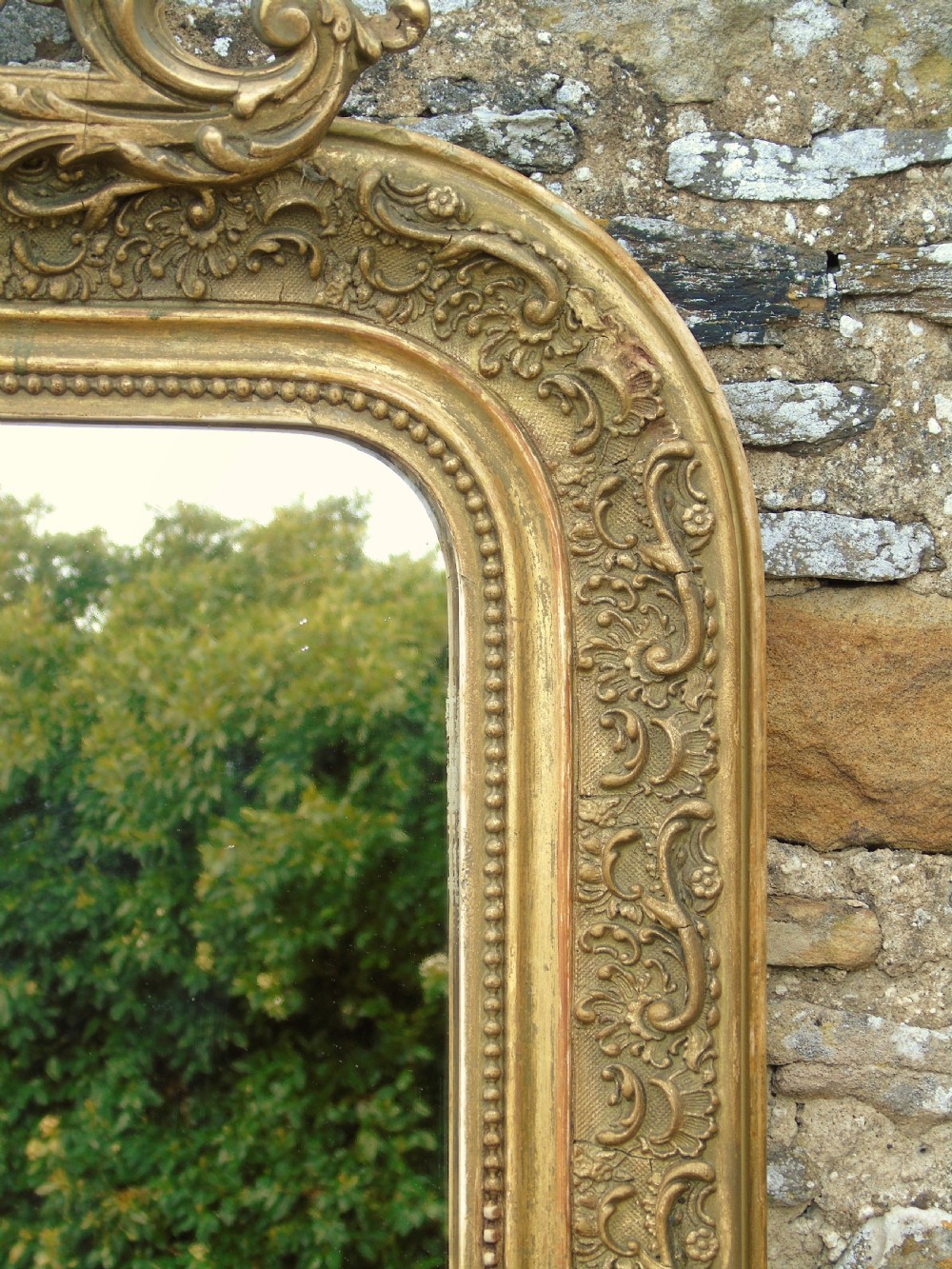 Good Antique French Gilt Arch Mirror View VII