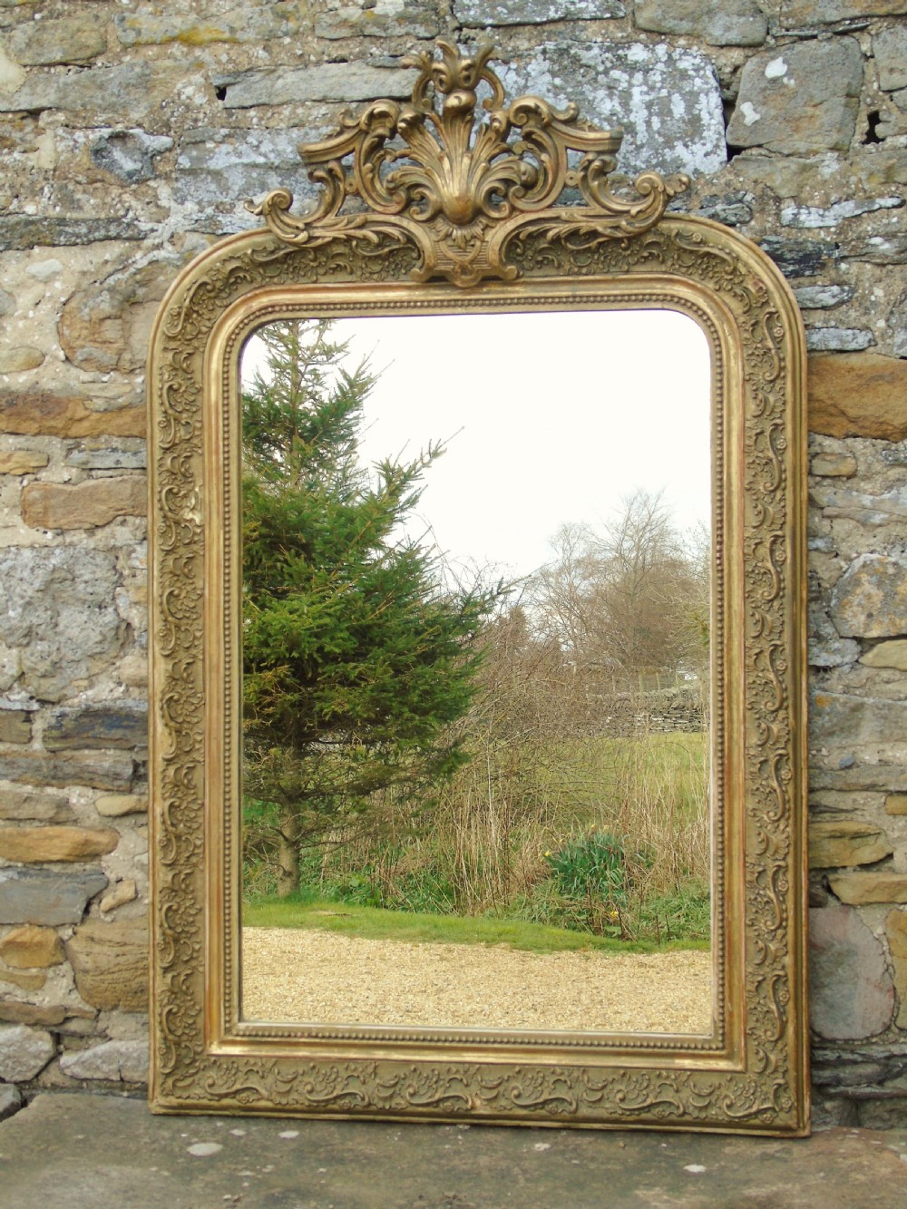 Good Antique French Gilt Arch Mirror View IX