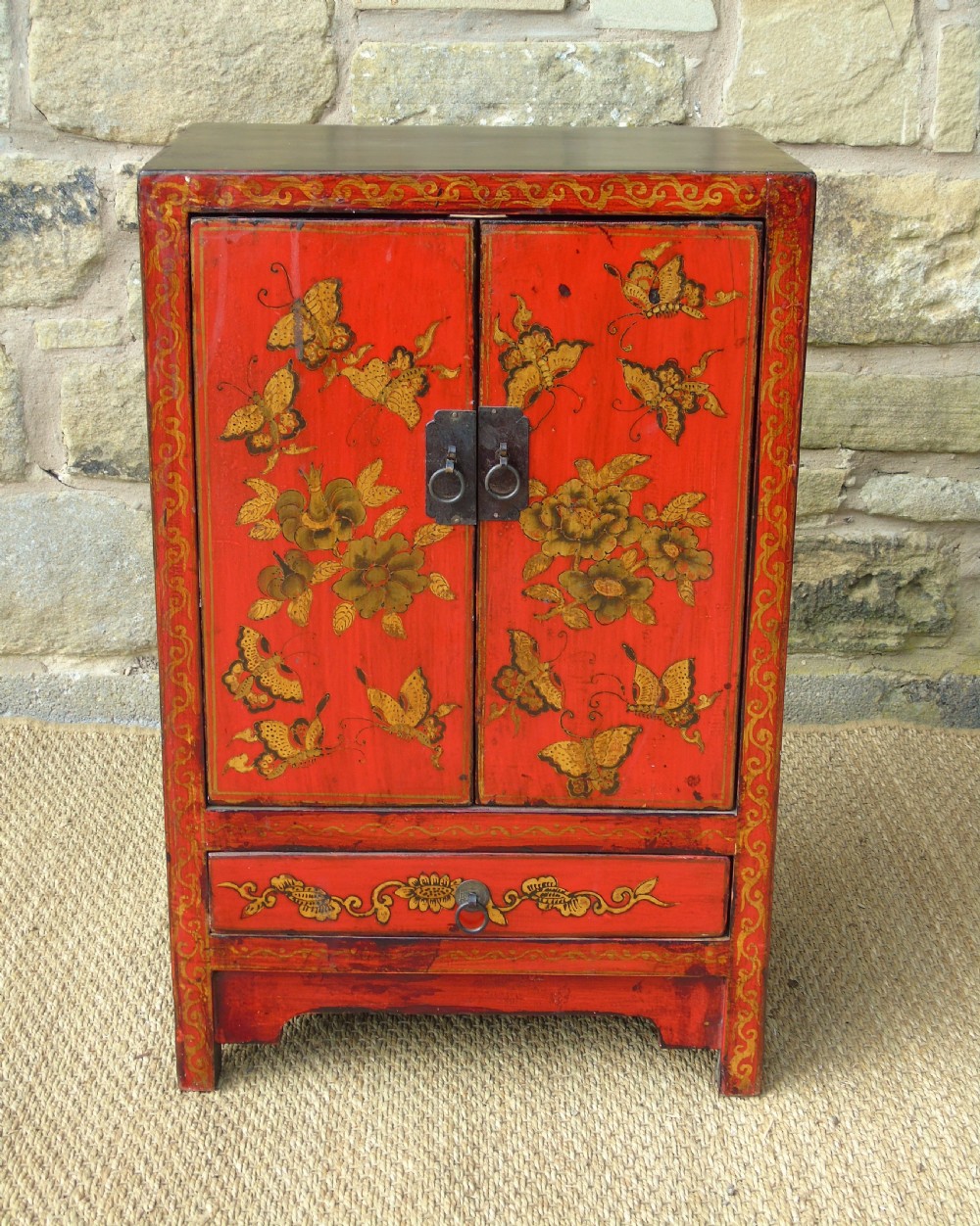 Antique Chinese Red Lacquer Cabinet