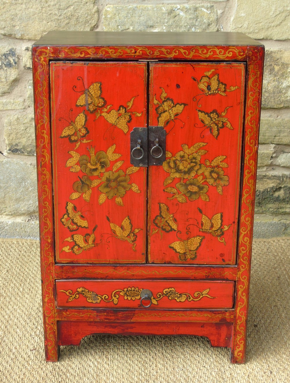 Antique Chinese Red Lacquer Cabinet View II