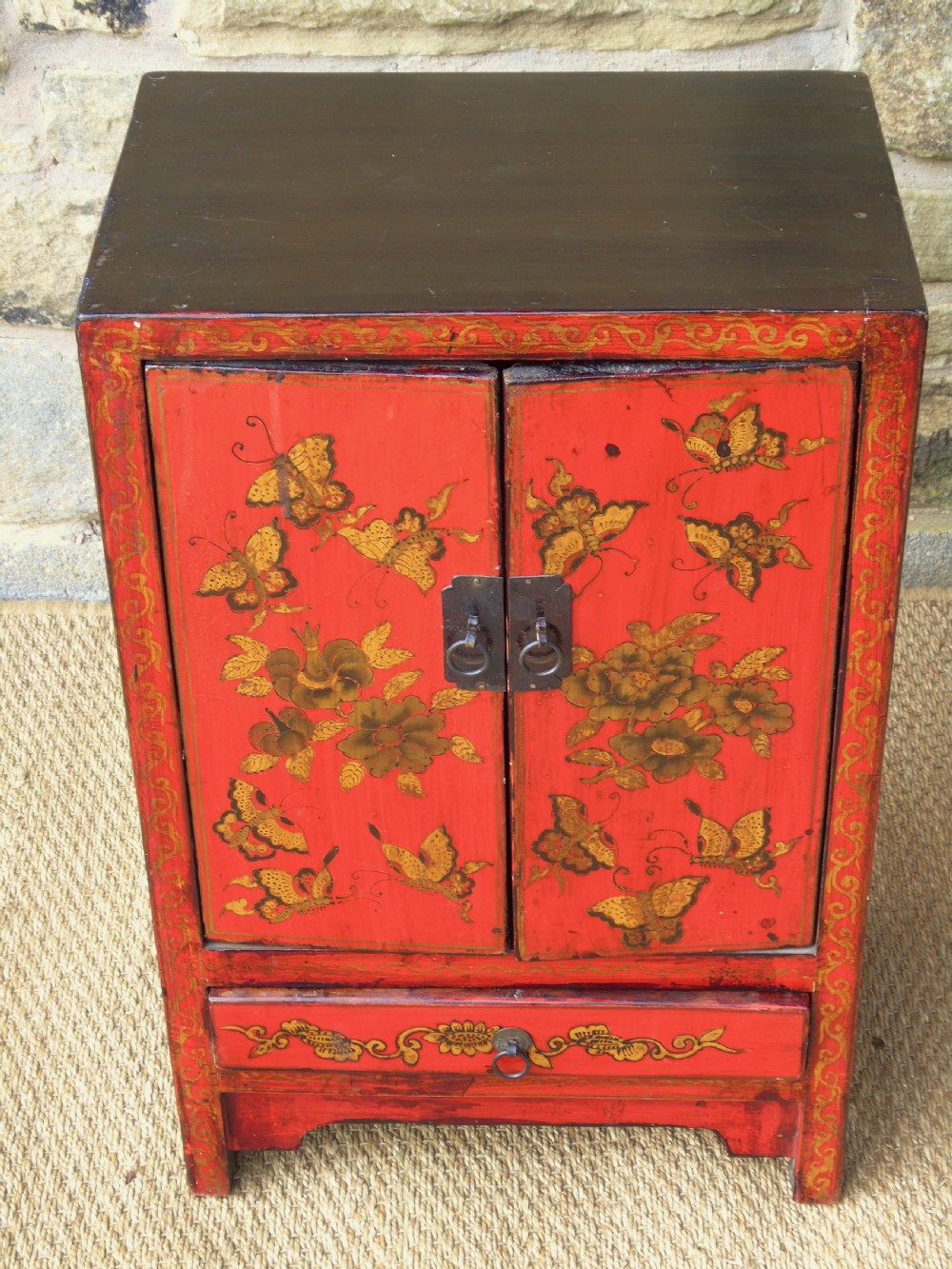 Antique Chinese Red Lacquer Cabinet View IV