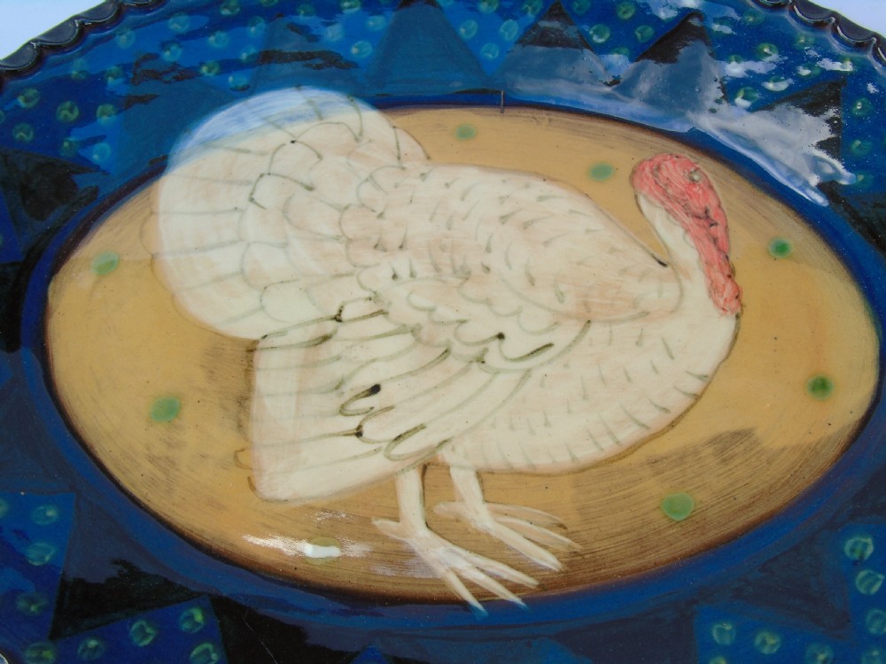 Antique French Faience Turkey Dish View VI