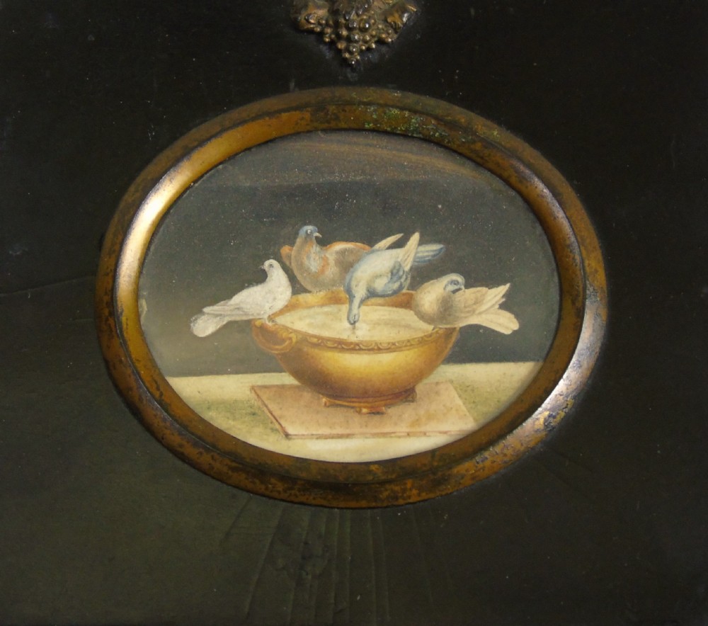 Antique Miniature Watercolour Painting Plinys Doves View II