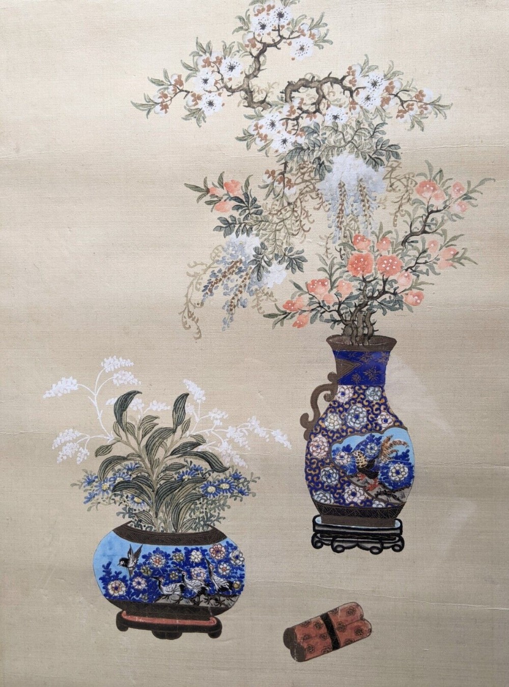 Pair Early 20th Century Chinese Watercolour on Silk