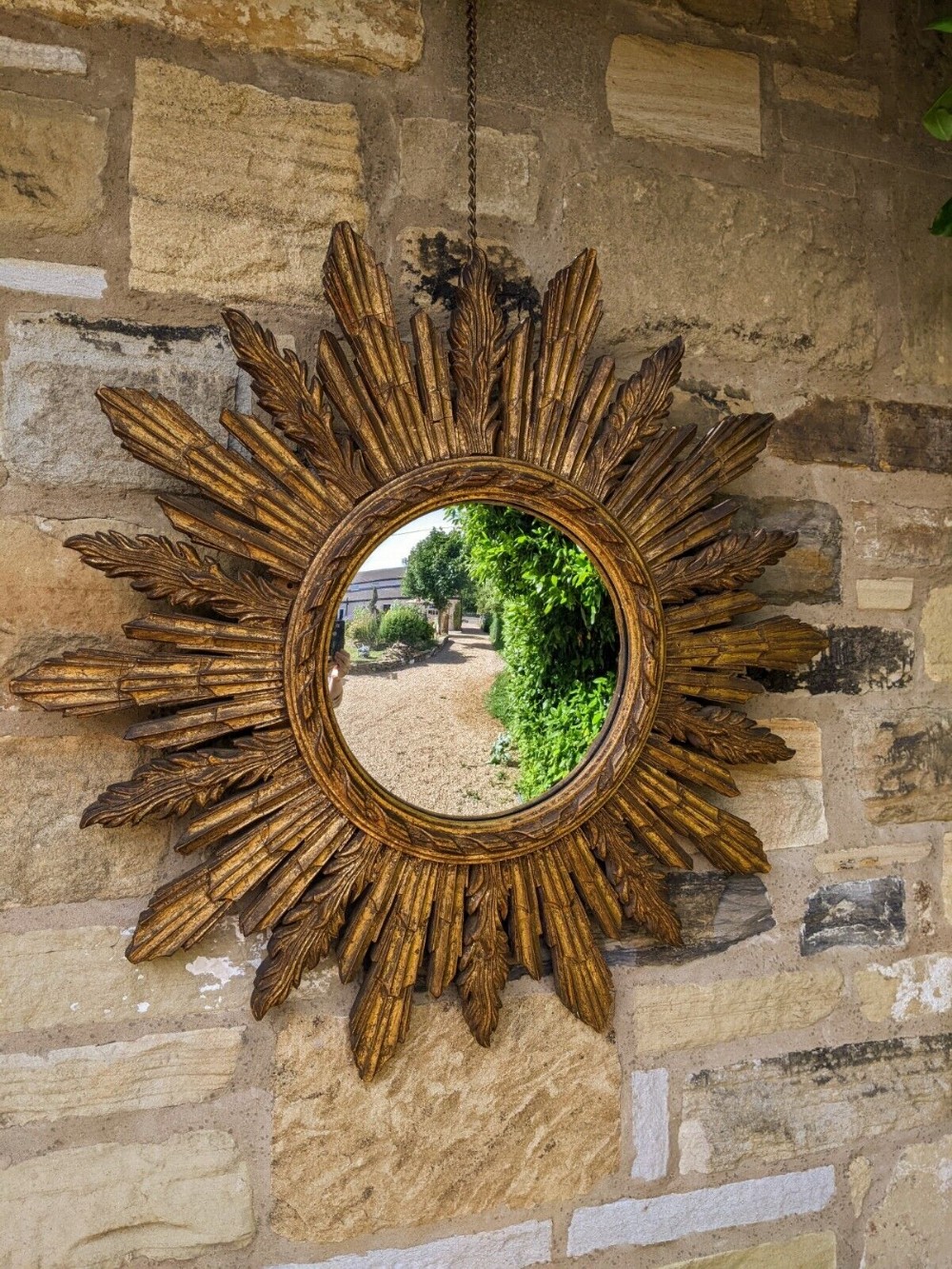 Antique French Sunburst Giltwood Mirror