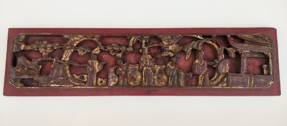 Antique Chinese Giltwood Carved Temple Panel