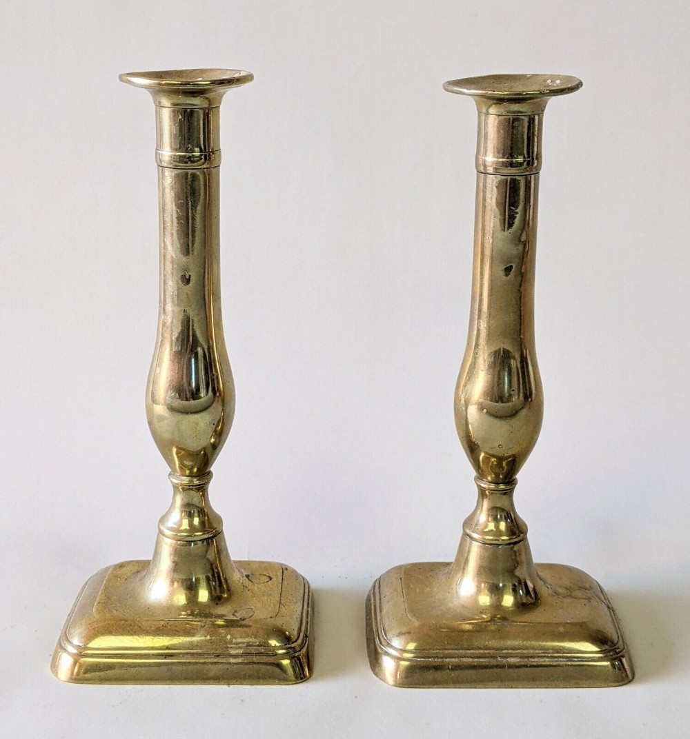 Antique Pair Georgian Brass Candlesticks