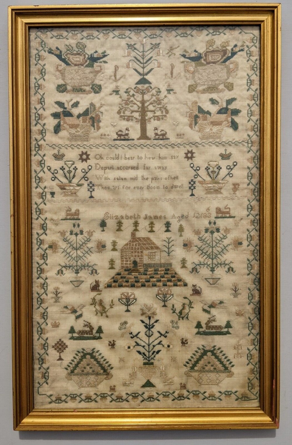 Good 19th Century Sampler Embroidery Elizabeth James Aged 12 1836