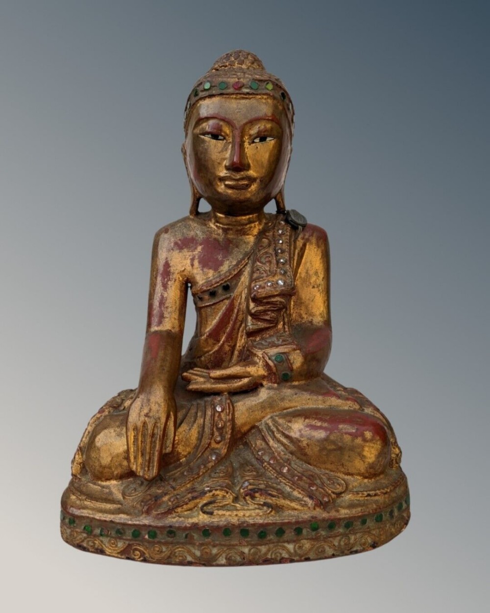 Antique Hand Carved Giltwood Buddha