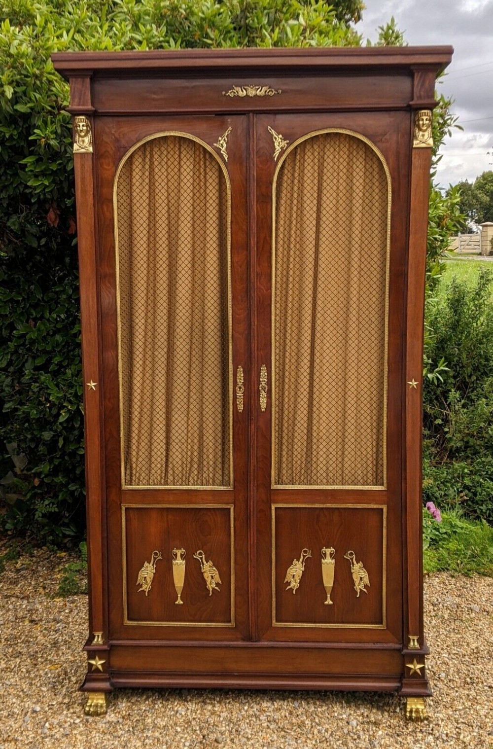 French Empire Style Mahogany Bookcase Cabinet