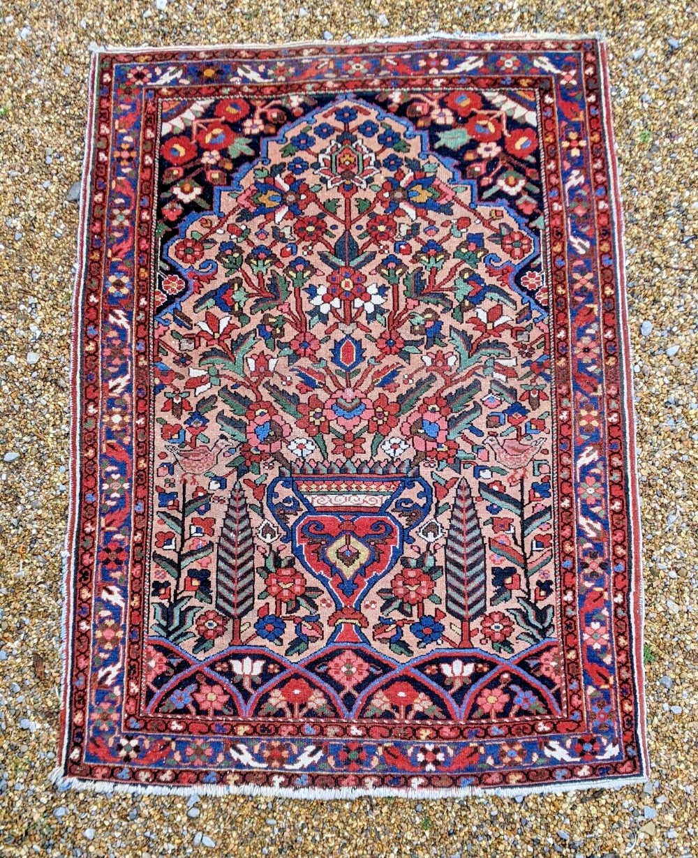Antique Bakhtiari Carpet Prayer Rug