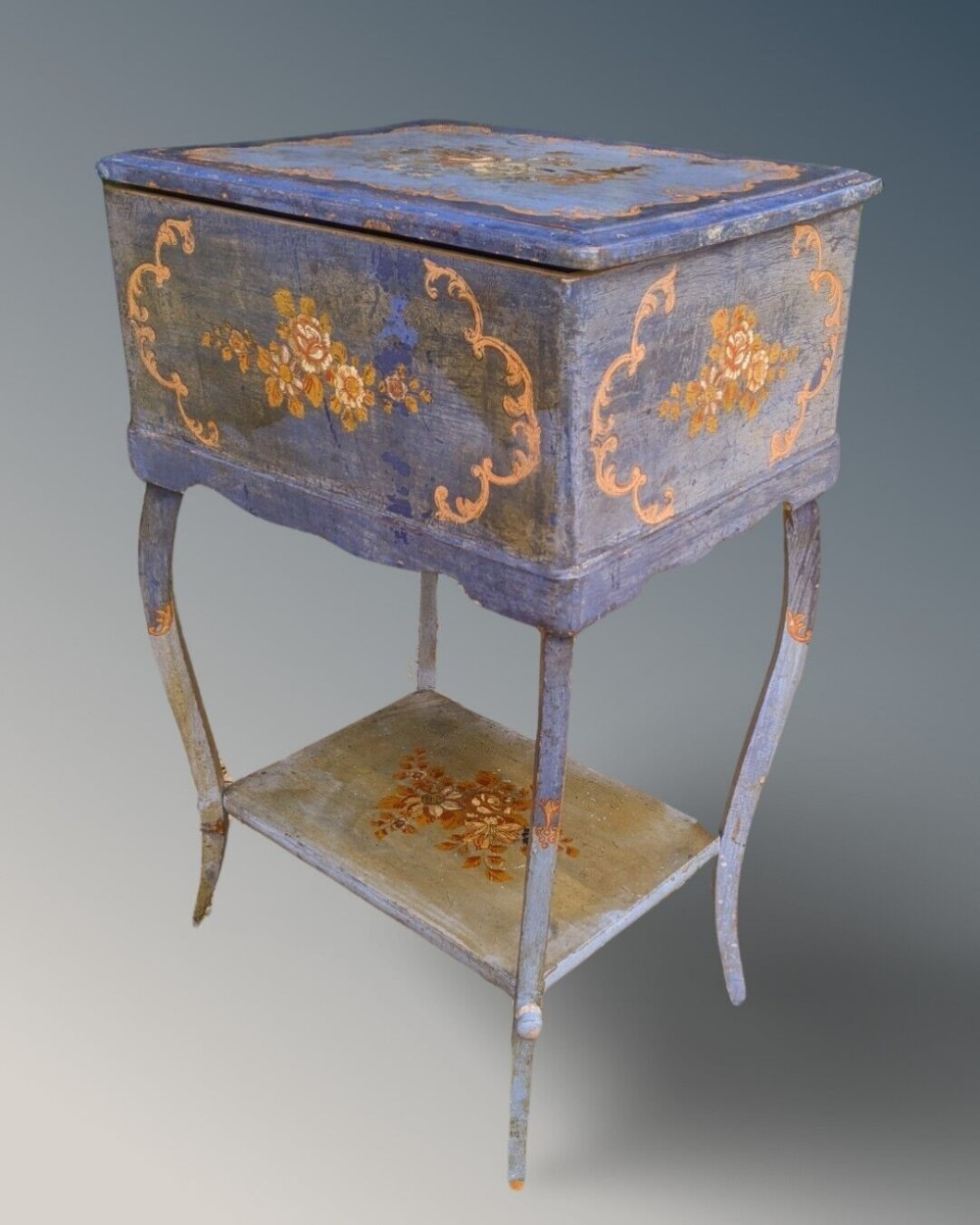 Pretty Hand Painted 19th Century Work Box